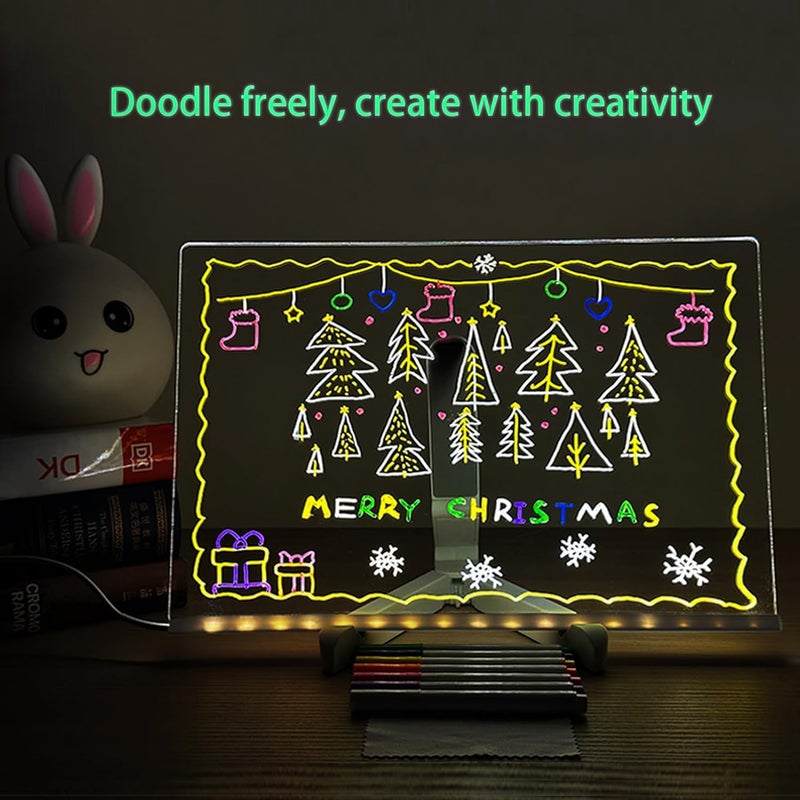 Zholp Led Note Board with Colors, Led Light Up Acrylic Message Board 7 Colors Pen/Stand, Led Fun Teaching Drawing and Writing Board, Arts Doodle Note Board for Office School Home (11.81 * 7.87Inch) - Image 2
